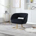 Upholstered Tufted Chair Recliner Chair for Adults with Metal Stand Textured Linen Fabric Sofa for Kids Bedroom Living Room (Black)