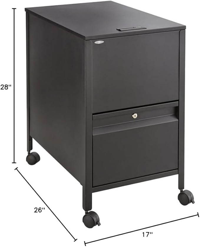 Safco Locking Mobile Tub File with Drawer Letter Size Black