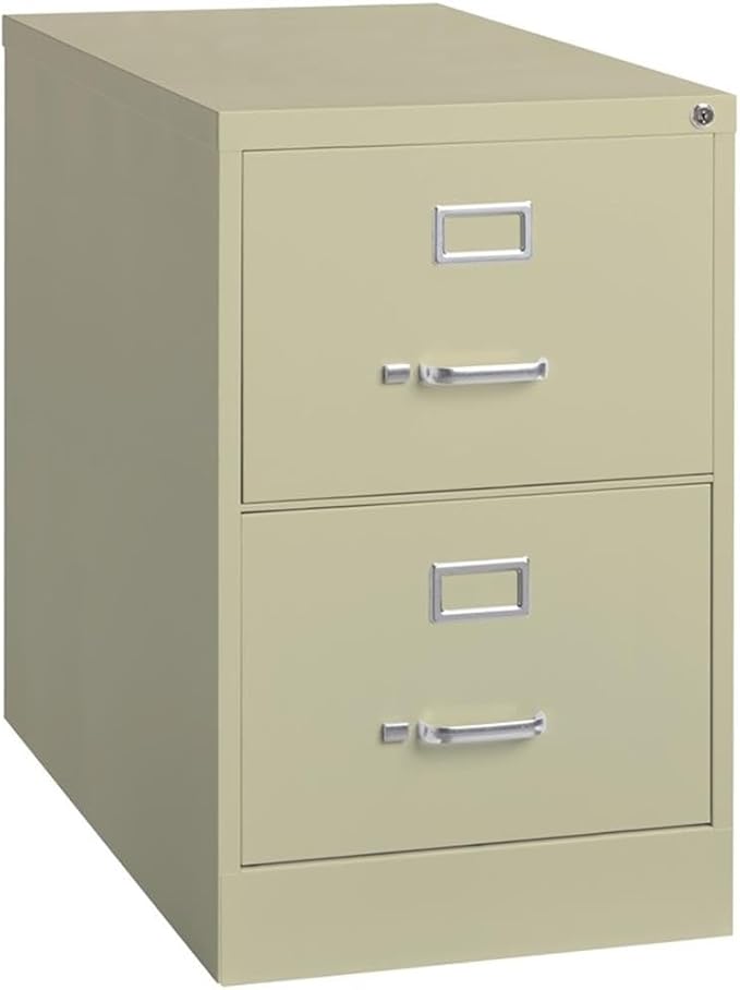 Pemberly Row 26.5 D Metal Vertical Filing Cabinet Legal Width 2 Drawer Putty Finish Durable Commercial Grade Steel Lockable Office Storage for Files Fully Assembled