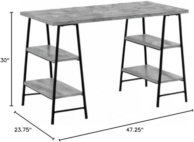 Monarch Specialties I 7526 Computer Desk Home Office Laptop Storage Shelves 48 L Work Metal Laminate Grey Black Contemporary Modern