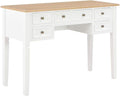 Wooden Writing Desk with 5 Drawers Writing Study Table Computer Desk Work Desk for Home Office Study Living Room Brown and White 43.1x17.7x30.5 Wood-187