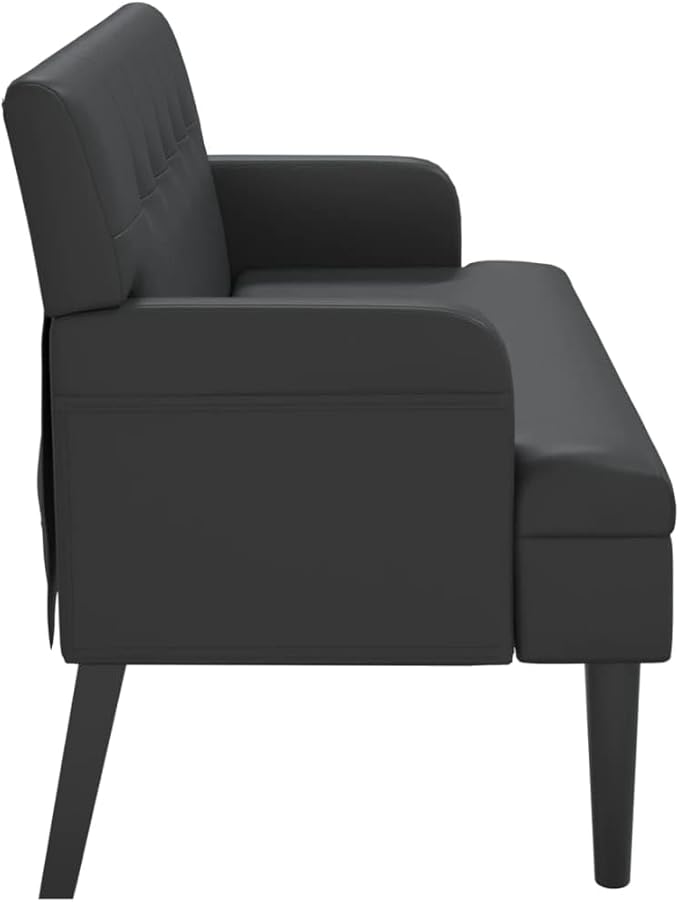 Loveseat Sofa Bench with Backrest Modern Loveseat Bench Sofa Couch 2-Seat Sofa Lounge Bench for Small Spaces Living Room Apartment Office Dorm Black 44.1x25.8x29.5 Faux Leather -10