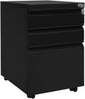 File Cabinet Office File Cabinet Locked Modern Wood Filing Cabinet Black/White 3 Drawers with Adjustable Wheels 48 * 39 * 60Cm (Noir)