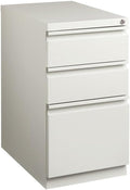 Pemberly Row 20 Mobile Pedestal Filing Cabinet Light Gray Steel 27.75 H x 15 W x 19.88 D 3-Drawer Box/Box/File Design Lockable Full Extension Drawers Office Storage Solution