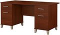 Bush Home 60-inch Home Office Desk with Drawers Large Computer Table with Storage Transitional Style Somerset Collection Hansen Cherry