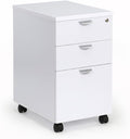 NBF Esquire 16 W Office Files Pedestal Cabinet - 3 Drawer File Cabinet with Lock - Mahogany Laminate Office Filing Cabinets - Modern Mobile File Cabinet Document Storage (22 D x 28 H White)