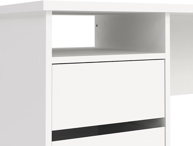 White Home Office Desk with 3 Drawers and Open Shelf Stylish Computer Desk and Study Table for Bedroom Office or Work from Home Workspace