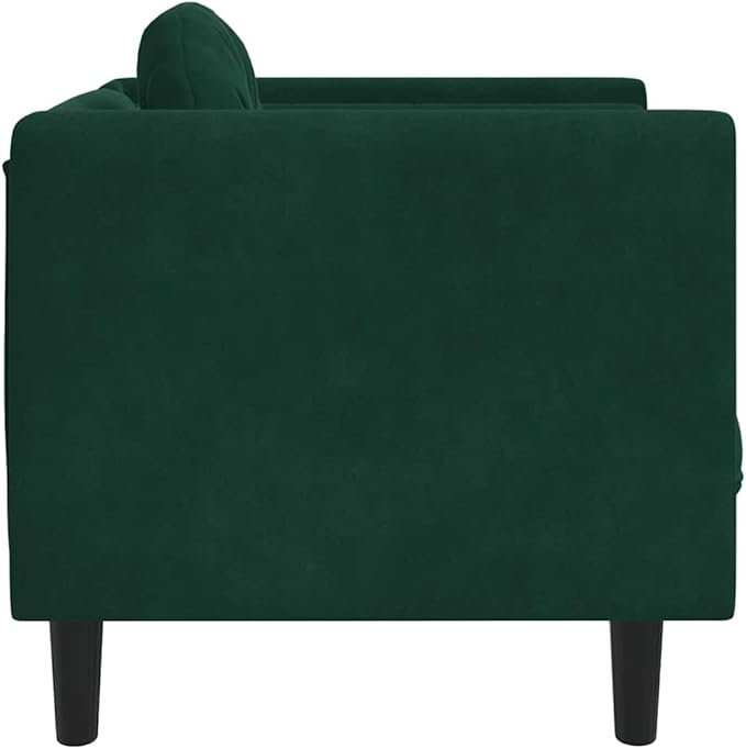 vidaXL Velvet Accent Sofa Chair - Dark Green Living Room Armchair with Cushion and Pillow 28x30.3x27.6 inch Comfort Seating