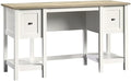 Scranton &amp Co Contemporary Wood Computer Desk Soft White and Lintel Oak Finish 30 in H x 53.9 in W x 19.4 in D File Drawer 2 Storage Drawers Shelves Cottage Style Home Office Desk