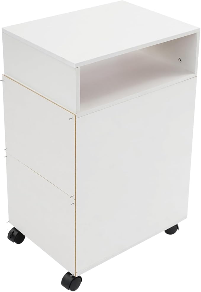File Cabinet on Wheels Under Desk White Metal Rolling File Cabinets with Lock for Home Office Un-Assembled Filing Cabinet with Lock