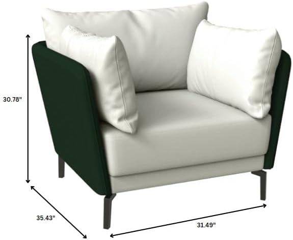LeisureMod Modern Green Single-Seater Sofa Couch Contemporary Lounge Accent Side Armchair Upholstered in PU Leather with Metal Legs &amp Foam Filled Seat for Living Room Office Bedroom