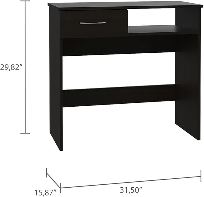 Home Office Desk Set Single Drawer Keyboard Tray Bookcase Black