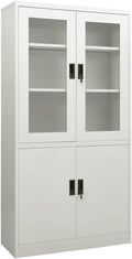 Metal Office Cabinet Garage Storage Cabinet with 4 Doors and 3 Adjustable Shelves 70.9 Light Gray Steel Lockable File CabinetLocking Tool Cabinets for OfficeHome (Style C)