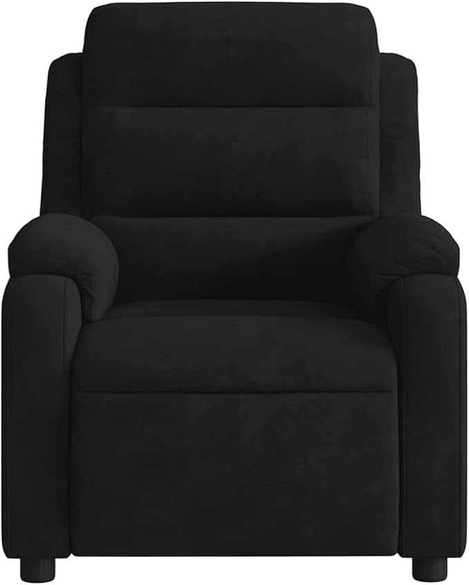 vidaXL Black Velvet Massage Recliner Chair with Adjustable Recline and 6 Point Function for Living Room Home Theater Relaxation Reclining TV Comfort Armchair