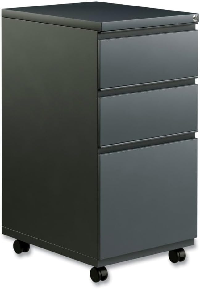 Alera PBBBFCH Three-Drawer Metal Pedestal File w/Full-Length Pull 14 7/8 x 19 1/8 Charcoal