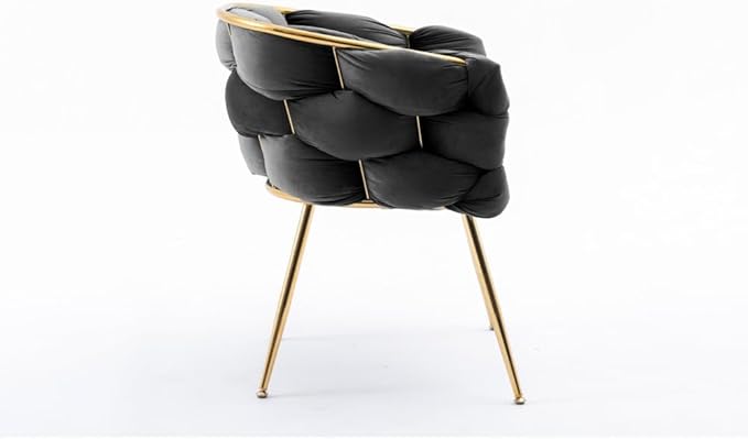 Luxury Modern Simple Leisure Velvet Single Sofa Chair Bedroom Lazy Person Household Dresser Stool Manicure Table Back Chair (Black + Velvet)