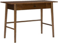 UrbanPro Mid-Century Wood Desk 42 x 19 x 29.63 Warm Walnut Finish 1-Drawer with Rounded Legs Rubberwood and Birch Veneer Modern Home Office Desk for Bedroom Kitchen or Living Room Use