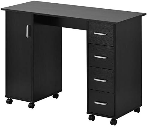 Home Office Computer Desk Table with Drawers White Black