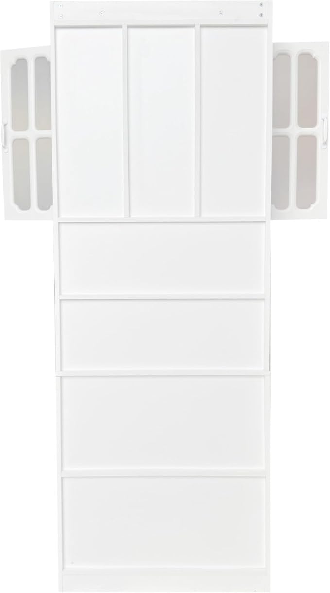 L-Shaped Corner Computer Desk with Hutch Home Office Desk with Storage Shelves Bookcase Cabinet &amp Drawer for Study Room Large Working Space Computer Table for Small Space