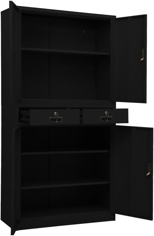 Metal Office Cabinet 70.9 Tall Steel Lockable File CabinetLocking Tool Cabinet Garage Steel Storage Cabinet for Home Office Black 35.4x15.7x70.9 Steel(G) -AA