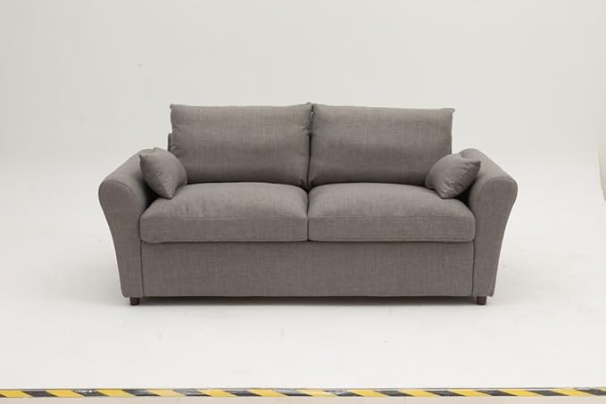 Panana Modern 2 Seater Loveseat Sofa Couch with Storage Dark Grey or Light Color Choice of Curved Sock or Track Arm Design (Light Gray 3 Seater - Sock Arms)