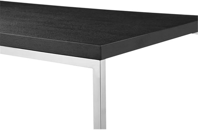 Pemberly Row Modern Writing Desk Wood Veneer &amp High Polished Steel Black Finish 59 W x 30 D x 30 H Rectangular Design Simple Style Home Office Desk for Work or Study Use