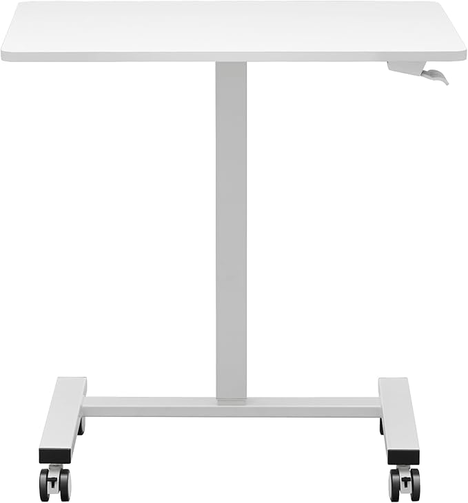 VEVOR Mobile Standing Desk 28-44 Gas-Spring Height Adjustable Sit-Stand Desk 4 360° Swivel Wheels (2 Lockable) Portable Rolling Laptop Table Computer Cart for Home Office School 40LBS Loading