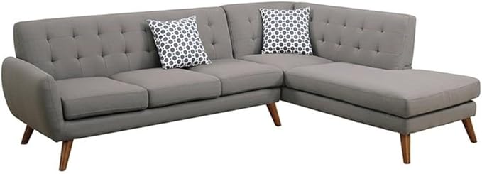 Poundex Bobkona Belinda Linen-Like Polyfabric SECTIONAL in Grey