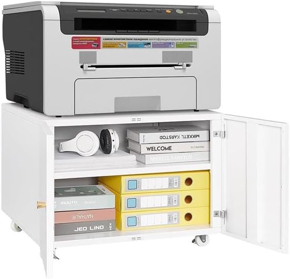 Office Storage Cabinet Printer Stand for Office Supplies and File Storage Filing Cabinet Mobile File Cabinet with Wheels Copier Cabinet Rolling Printer Cart with Storage for Printer Scanner