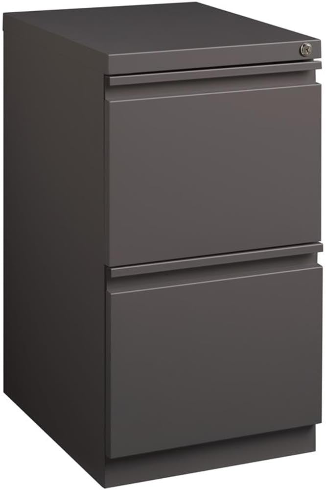 Pemberly Row 2-Drawer Metal Mobile Filing Cabinet 27.75 H x 15 W x 19.88 D Espresso Finish Commercial Grade Locking Letter File Drawers Hidden Casters Office Storage Solution
