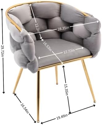 Luxury Modern Simple Leisure Velvet Single Sofa Chair Bedroom Lazy Person Household Dresser Stool Manicure Table Back Chair (Gray + Velvet-1)