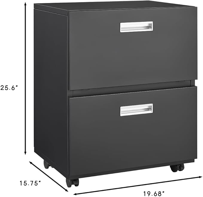 3-Drawer Mobile Filing Cabinet with Lock Metal Filing Cabinet to be Installation Required (Black + Metal + Metal)