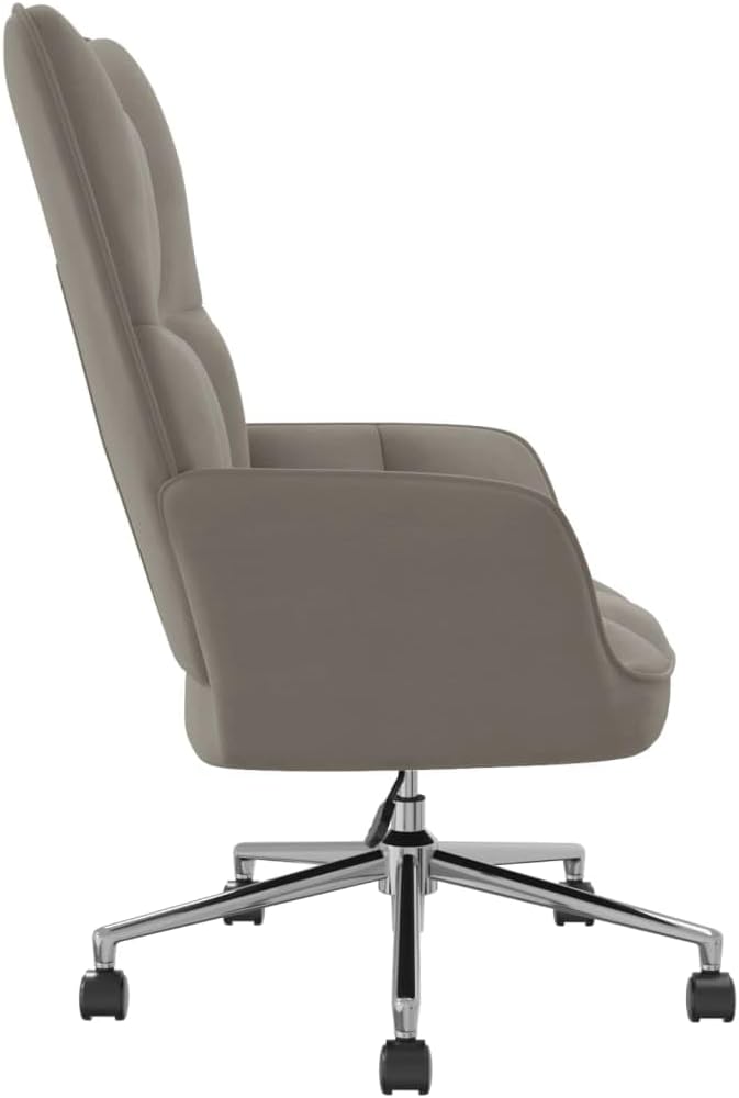 vidaXL Relaxing Chair - Light Gray Velvet Upholstered Armchair with Adjustable Height and Swivel Function for Home/Office Use 328161