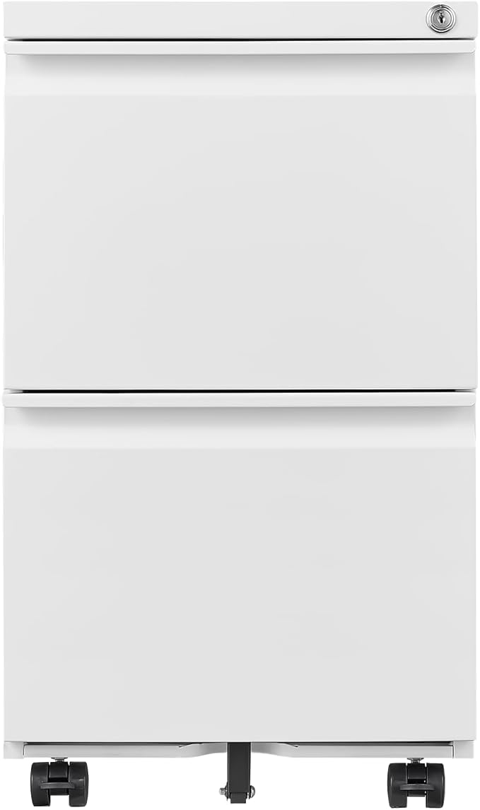 2 Drawer Metal Storage Filing Cabinet with Lock White Lateral File Cabinet for Home Office Horizontal and Vertical for Legal/Letter/A4 Assembly Required White