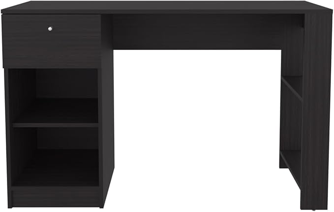 120-Home 47 Wide Desk with Four Shelves and One Drawer - Writing Desk for Home Office and Living Room Black