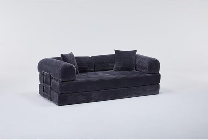 74 Compression Sofa Convertible Floor Sofa Bed with Pillow Back Support ArmrestComfy Futon Couch Sleeper BedLoveseats Boneless for Living RoomBedroom (Antique Grey)