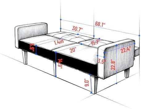 Modern PU Leather 3-Seat Couch Adjustable Backrest Convertable Sofa Sleek Minimalist Fold Out Couch Loveseat with Armrests Sofa for Living Room Home Office Spaces White