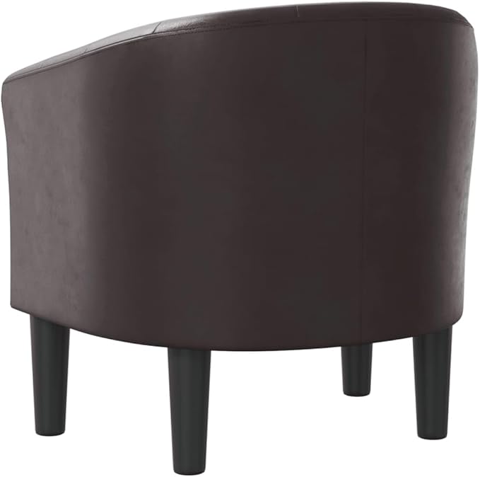 vidaXL Modern Tub Chair in Brown Faux Leather - Durable Stain- Armchair for Living Room Bedroom or Office - Comfortable Seat with Thick Padding