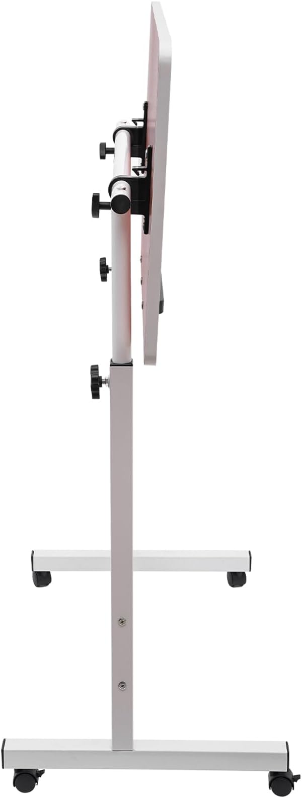 Small Standing Desk with Wheels Adjustable Height Laptop Rolling Stand Up Table Portable Mobile Book Stopper Workstation Desk for Home Office (16×24 - White)