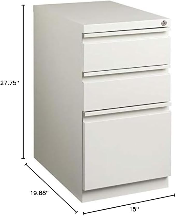 Scranton &amp Co 3-Drawer Modern Metal Mobile Pedestal File Cabinet in Light Gray