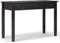 Pemberly Row Solid Wood Writing Desk 48 in Hickory Brown Finish Transitional Design with Keyboard Tray Side Storage Drawers Shaker Style for Home Office or Living Room