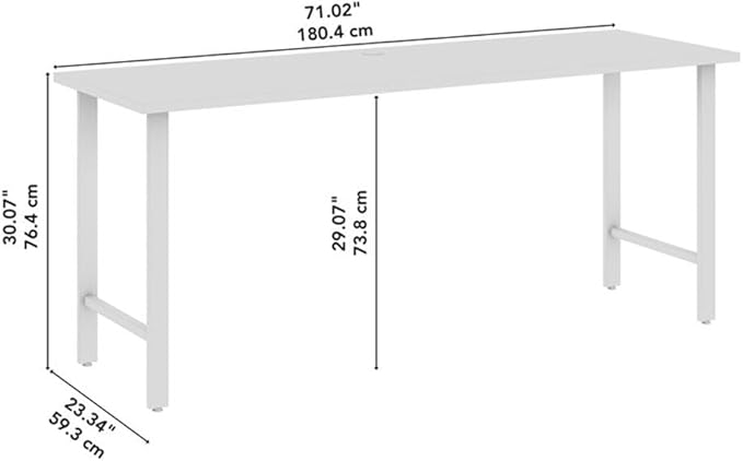 Bush Business Furniture Hustle 72W x 24D Computer Desk with Metal Legs in Natural Elm/White Modular Office Table for Home and Professional Workspace