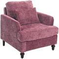 QQU Modern Upholstered Armchair Chenille Fabric Single Armchair with Cushions Living Room Lounge Chair Reading Chair with Solid Wood Frame Suitable for Bedroom Reception RoomWine Red