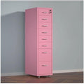 File Cabinets Metal File Data Organizer Multifunctional Office Storage Drawer Cabinet 8 Layer Large Capacity File Cabinet with Lock File Storage Cabinets(Pink)