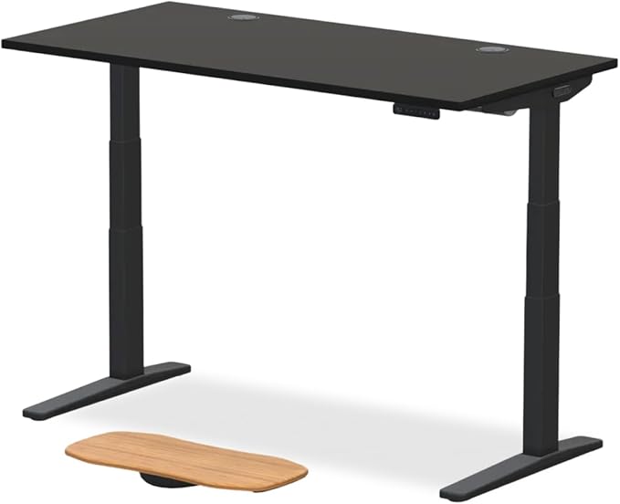 UPLIFTDESK V3 2-Leg Black Laminate Wood Standing Desk – Adjustable Height Advanced 1-Touch Memory Keypad Under Desk Cable Management Wire Grommets &amp Rocker Board (Black C-Frame 60 x 30 inch)
