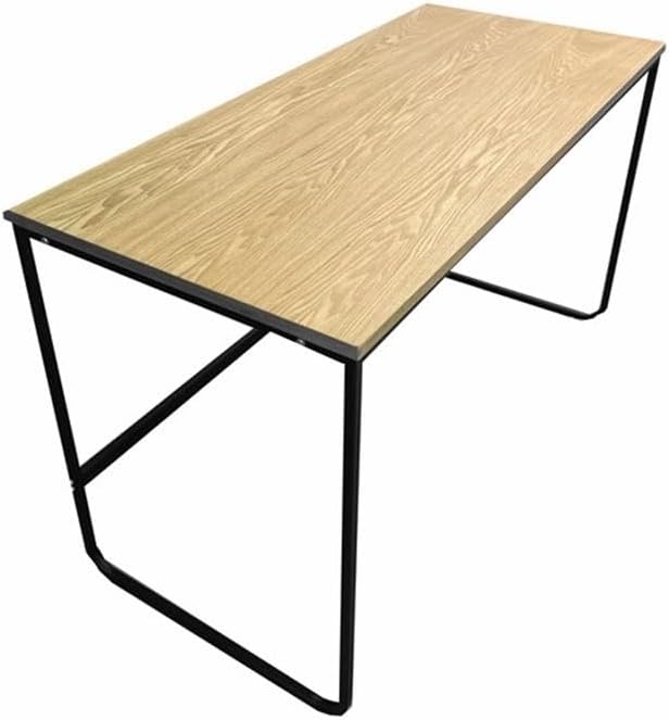 Pemberly Row Modern Sleigh-Style Writing Desk 47 W x 22 D x 28.5 H Wood Veneer and Metal Black Finish Minimalist Contemporary Desk for Home Office or Study