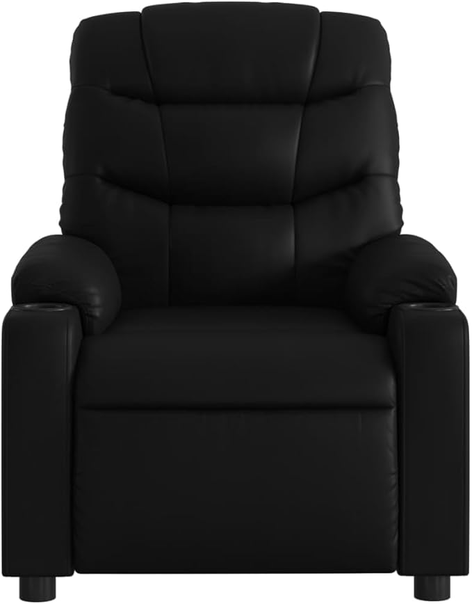 Faux Leather Massage Recliner Chair Manual Recliner Chair with Massage Single Sofa Home Theater Seating Comfy Living Room Single Sofa Chair Black Faux Leather-22