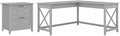 Bush Furniture L Shaped Desk with Lateral File Cabinet | Key West Collection Corner Computer Table with Storage for Home Office with Filing Unit | 60Wx60Dx30H