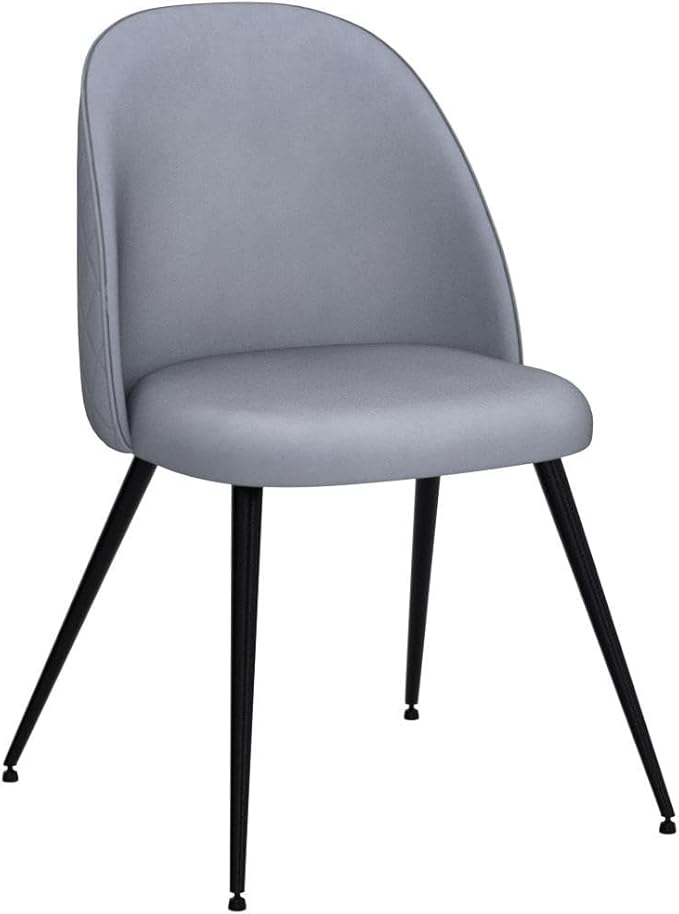 Dining Chair Set of 4Modern Gray Reception Guest Chairs Upholsered for Kitchen Apartment Elegant Velvet Living Bedroom Side Chairs with Curved Backrest Metal Legs