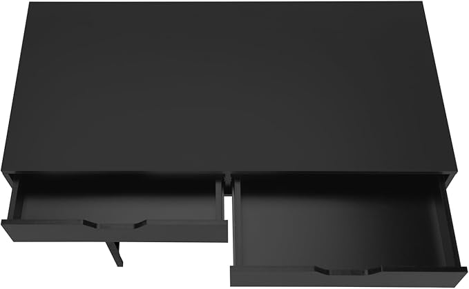 Modern Computer Desk with Storage 48 Inch Black Laminate Home Office Workstation